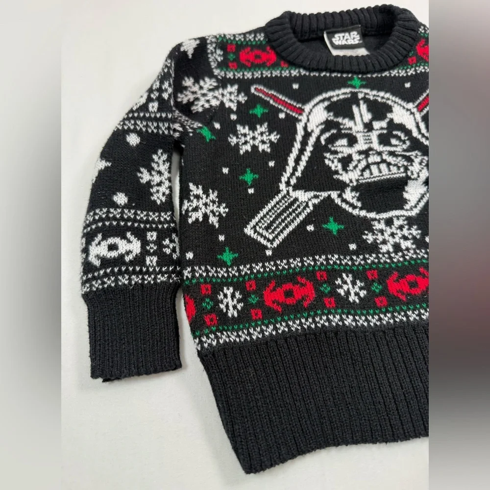 STAR WARS‎ Baby Boys' Black Knit Darth Vader Fair Isle Holiday Sweater Size 12M